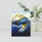 Whale vs. Kolossaler Tintenfisch Originale Kunstma Postkarte (Stehend Vorderseite)