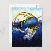 Whale vs. Kolossaler Tintenfisch Originale Kunstma Postkarte (Vorne/Hinten)
