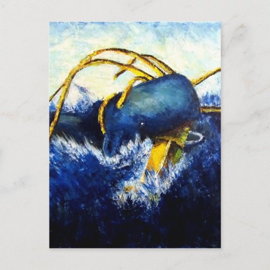 Whale vs. Kolossaler Tintenfisch Originale Kunstma Postkarte (Vorderseite)
