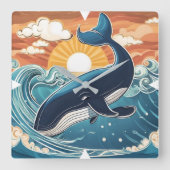 Whale Wall Clock Quadratische Wanduhr (Vorderseite)
