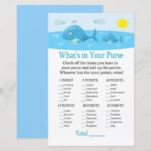Whale Was ist in Ihrem Handtaschenspiel Babydusche