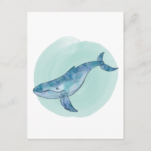 Whale Wasserfarbe Humpback Postkarte (Vorderseite)