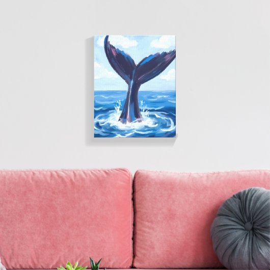 Whale Watching | Blue Ocean Watercolor Leinwanddruck (Insitu (Wohnzimmer))