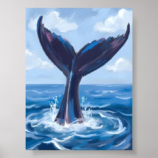 Whale Watching | Blue Ocean Watercolor Poster (Vorne)