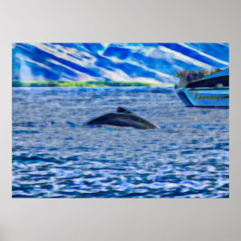 Whale Watching Boat Blue Ocean Poster