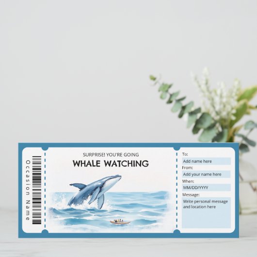 Whale Watching Gift Certificate Einladung (Stehend Vorderseite)