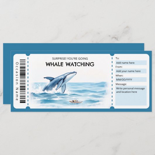 Whale Watching Gift Certificate Einladung (Vorne/Hinten)