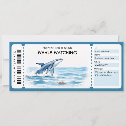 Whale Watching Gift Certificate Einladung (Vorderseite)