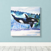 Whale Watercolor Art Leinwanddruck (Insitu (Holzboden))