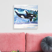 Whale Watercolor Art Leinwanddruck (Insitu (Wohnzimmer))