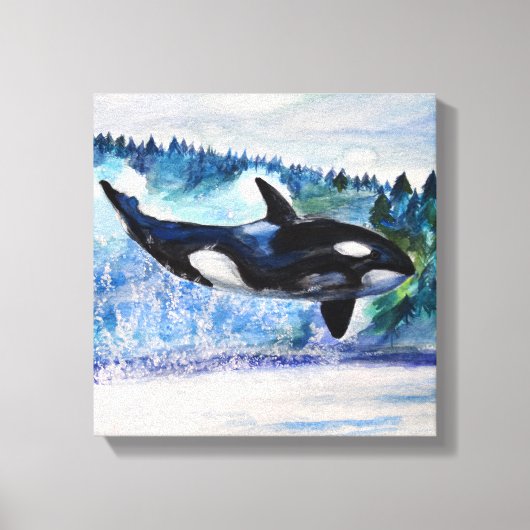 Whale Watercolor Art Leinwanddruck (Vorderseite)