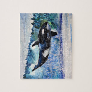 Whale Watercolor Art Puzzle
