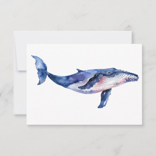 Whale Watercolor Dankeskarte (Vorderseite)