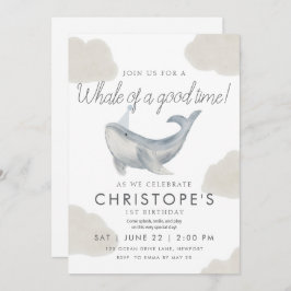 Whale Watercolor Einladung zum ersten Geburtstag