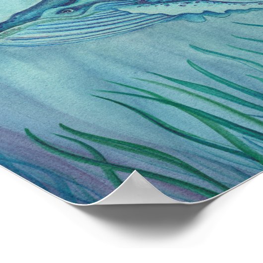 Whale Watercolor Poster (Ecke)