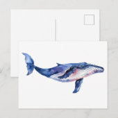 Whale Watercolor Postkarte (Vorne/Hinten)