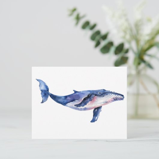Whale Watercolor Postkarte (Stehend Vorderseite)