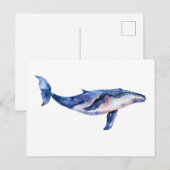 Whale Watercolor Postkarte (Vorne/Hinten)