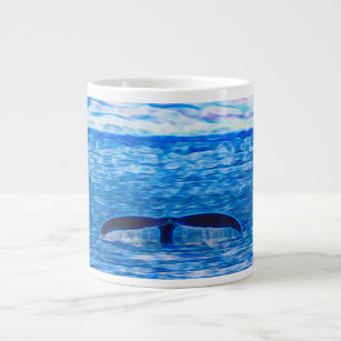 Whale Watercolor Schwanz Deep Blue Ocean Jumbo-Tasse