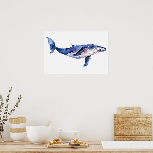 Whale Watercolor Small Poster (Küche)