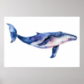 Whale Watercolor Small Poster (Vorne)