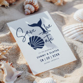 Whale Waves Seashell Beach Typografie Save The Date