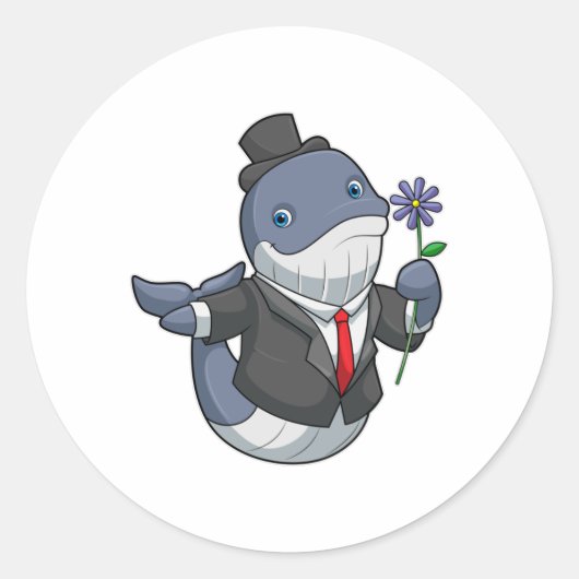 Whale Wedding Groom Blume Runder Aufkleber (Vorderseite)
