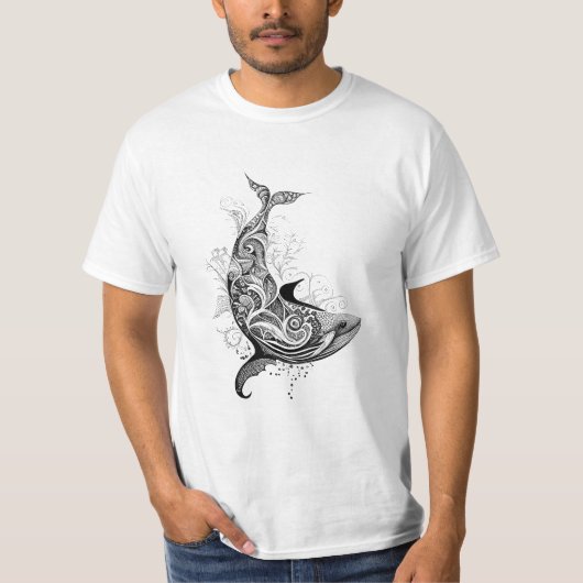 Whale Wild Animal Nature Illustration Art Tattoo T-Shirt (Vorderseite)