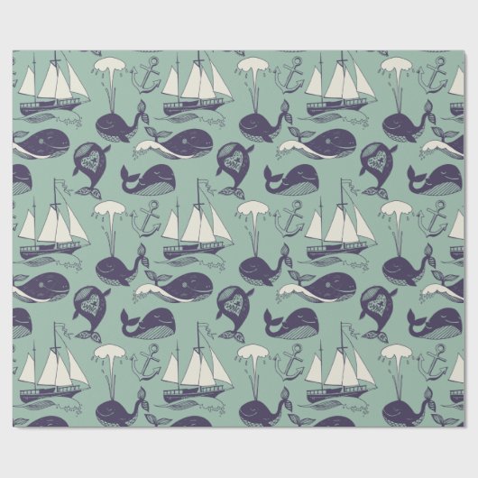Whale Wrapping Paper Geschenkpapier (Flach)