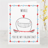 Whale You be My Valentine Funny Valentine's Day Karte (Gelbe Blume)