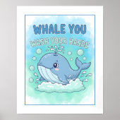 Whale You Wash Your Hands Kids Bathroom Wall Art Poster (Vorne)