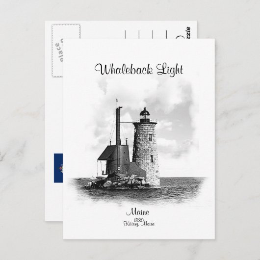 Whaleback Light - Maine Postkarte (Vorne/Hinten)