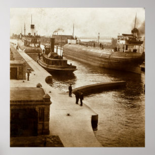 Whalebacks in den Sooklappen, Sault Ste. Marie, MI Poster