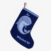 Whaled es niedlicher glücklicher Blauwal Kleiner Weihnachtsstrumpf (Vorderansicht (hängend))