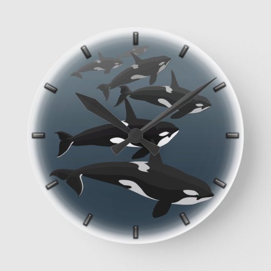 Whaledekor Whalegeschenke von Walen Runde Wanduhr (Vorderseite)
