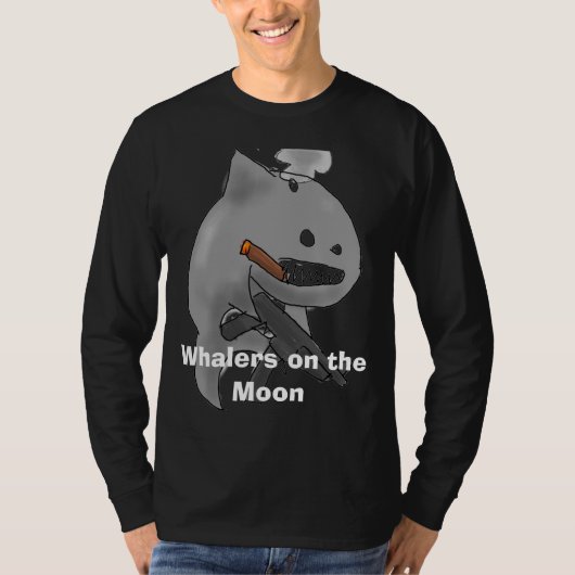 Whalers auf dem langen schwarzen T - Shirt des (Vorderseite)