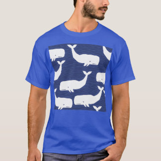 Whales Blau und Weiße Wale T-Shirt