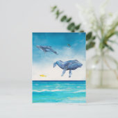 Whales Fantasy Beach Watercolor Postkarte (Stehend Vorderseite)