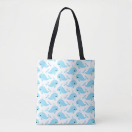 Whales Illustration Pattern Printed Tote Bag Whale Tasche