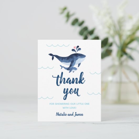 Whales Nautical Under Sea Baby Shower Danke (Stehend Vorderseite)