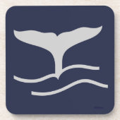 Whales Schwanz Navy und Grau Getränkeuntersetzer (Vorderseite)
