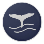 Whales Schwanz Pattern Marine und Grau Keramikknauf (Vorderseite)