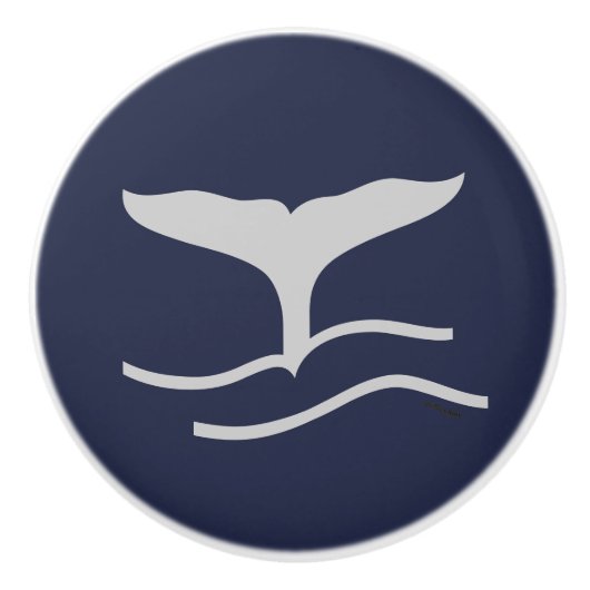 Whales Schwanz Pattern Marine und Grau Keramikknauf (Vorderseite)