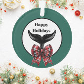 Whale's Schwanz Schwarz-weiß Kariert Bow Weihnacht Ornament