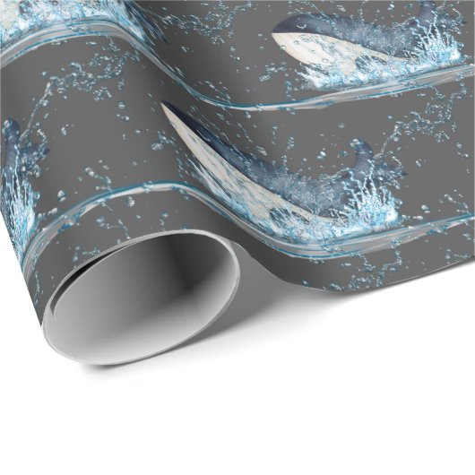 Whales Splashing Geschenkpapier (Rolleneckpunkt)