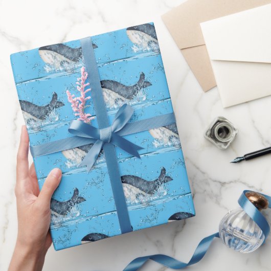 Whales Splashing Geschenkpapier (Schenken)