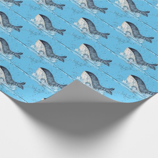 Whales Splashing Geschenkpapier (Ecke)