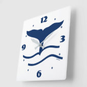 Whales Tail Outline Navy Quadratische Wanduhr (Winkel)