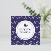 Whales Tale & Wavy Marine Einladung (Stehend Vorderseite)