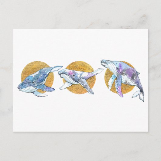 Whales Trio Fly Float and Dream A Postkarte (Vorderseite)
